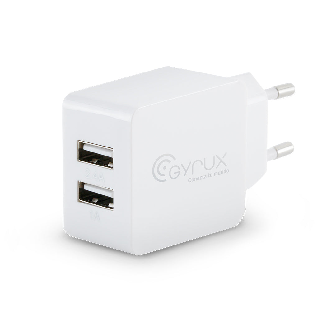 Cargador de pared Dual USB-A - 2.4 amp + 1 amp - GYRUX-GSMPRO.CL