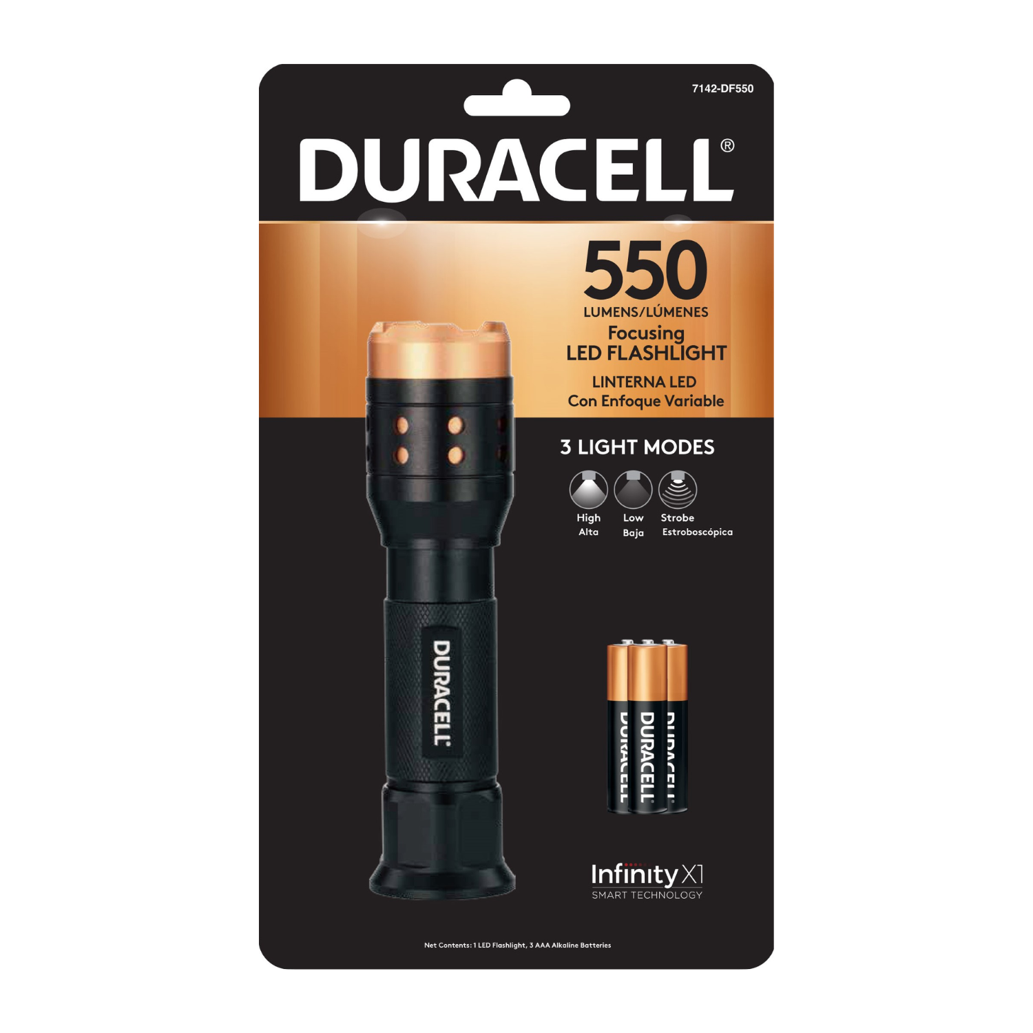 Linterna Ajustable Duracell 550 Lumen, DF550-GSMPRO.CL